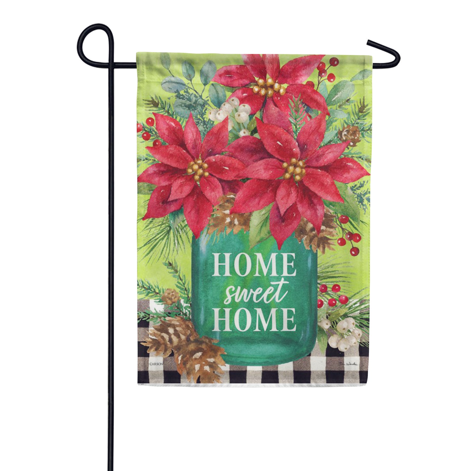 Poinsettia Vase Garden Flag