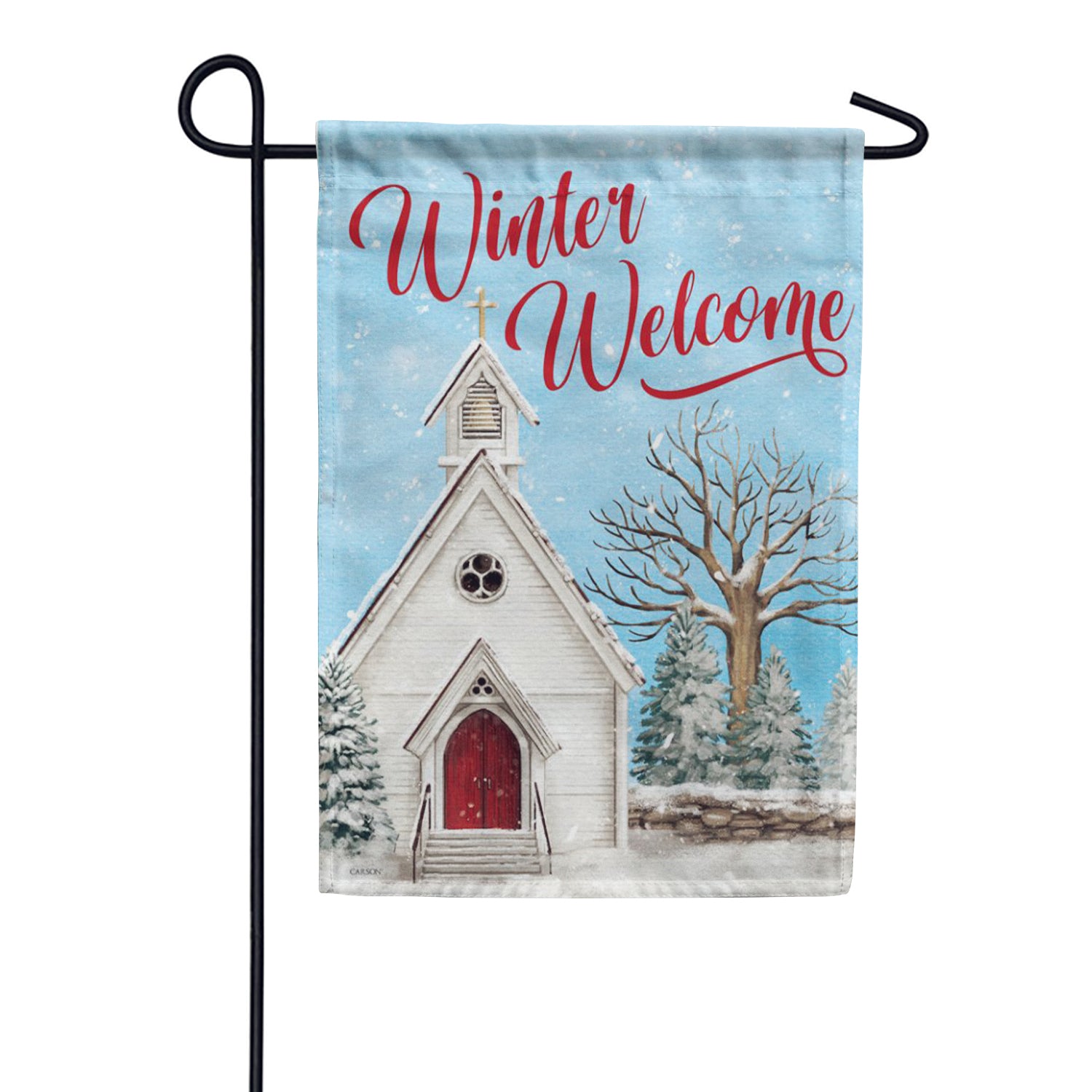 Winter Church Welcome Garden Flag