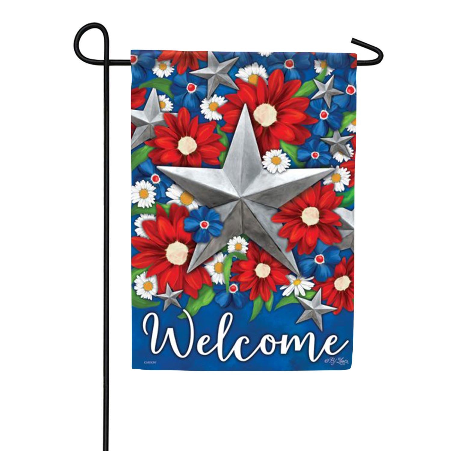 Patriotic Floral Star Garden Flag