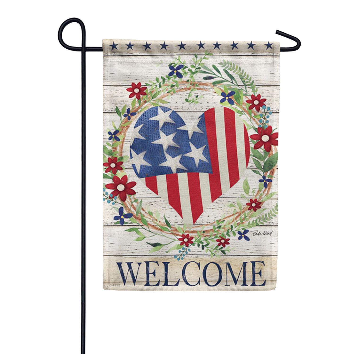 Patriotic Heart Double Sided Garden Flag