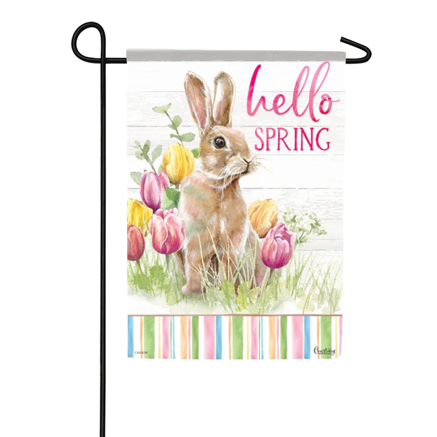 Hello Spring Bunny Double Sided Garden Flag