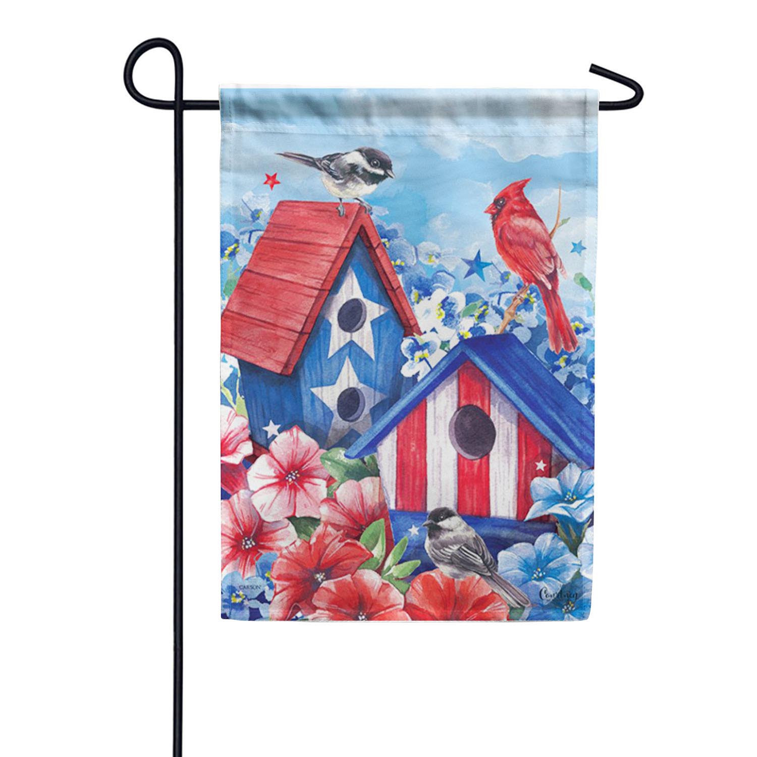 Patriotic Birdhouses Double Sided Garden Flag