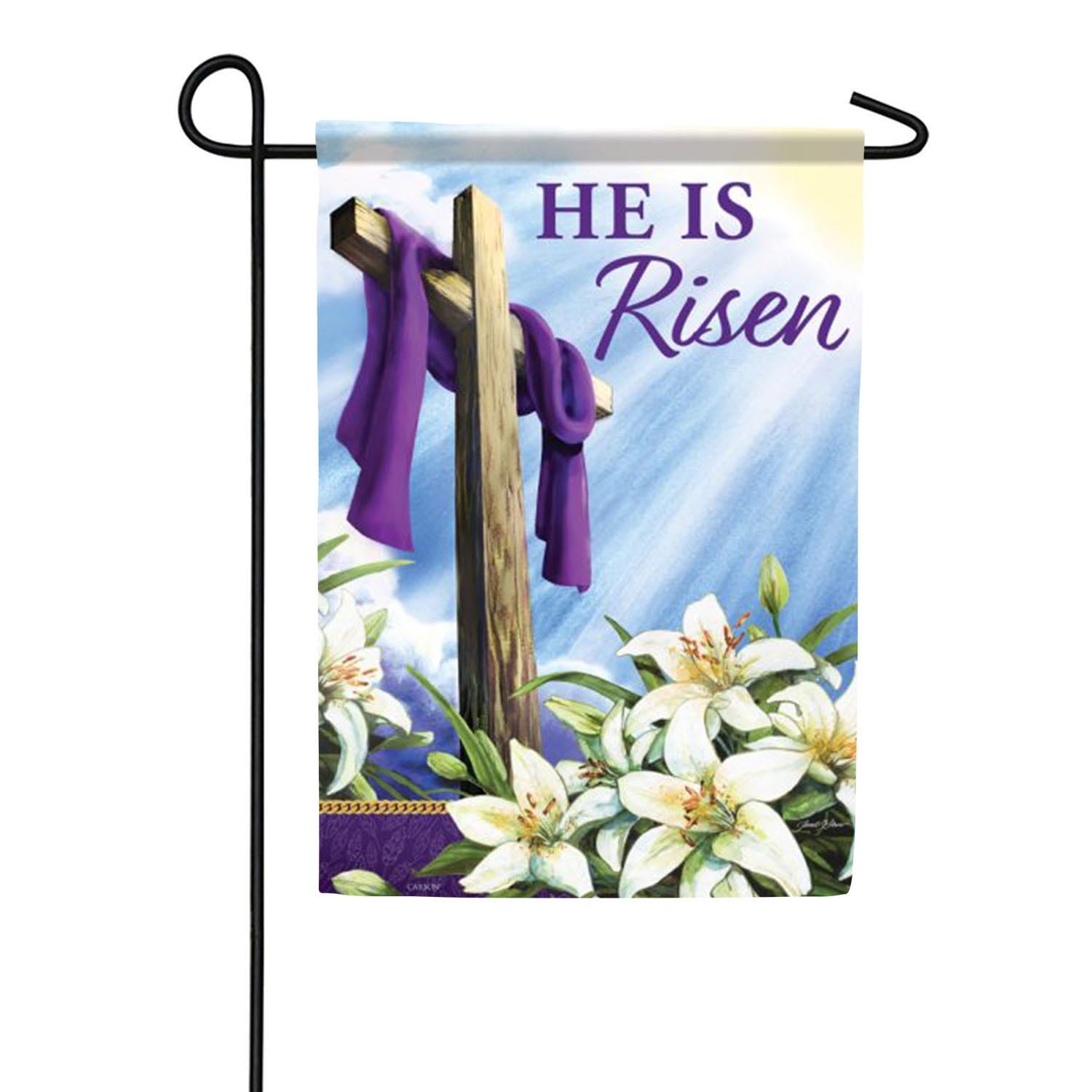 He is Risen Cross Garden Flag