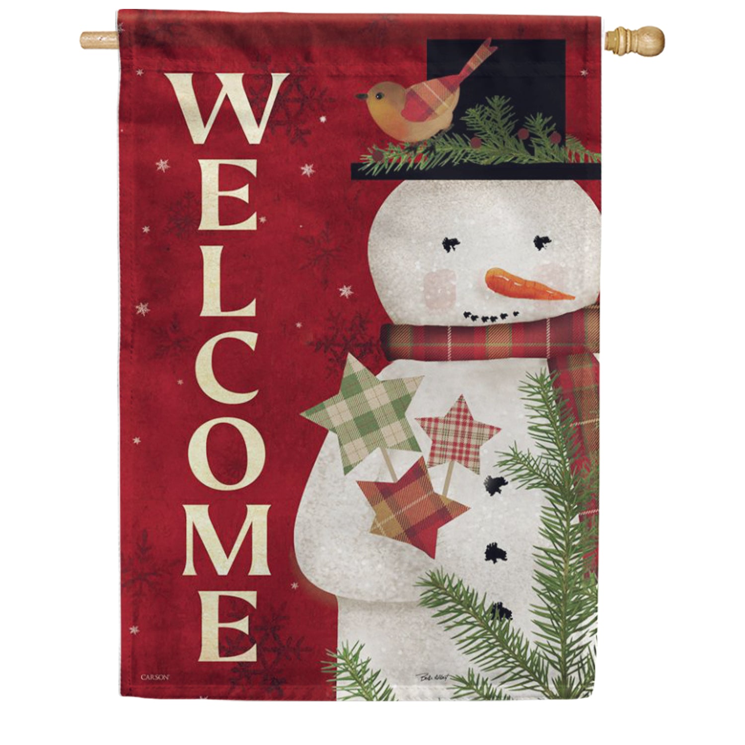 Carson Primitive Snowman House Flag