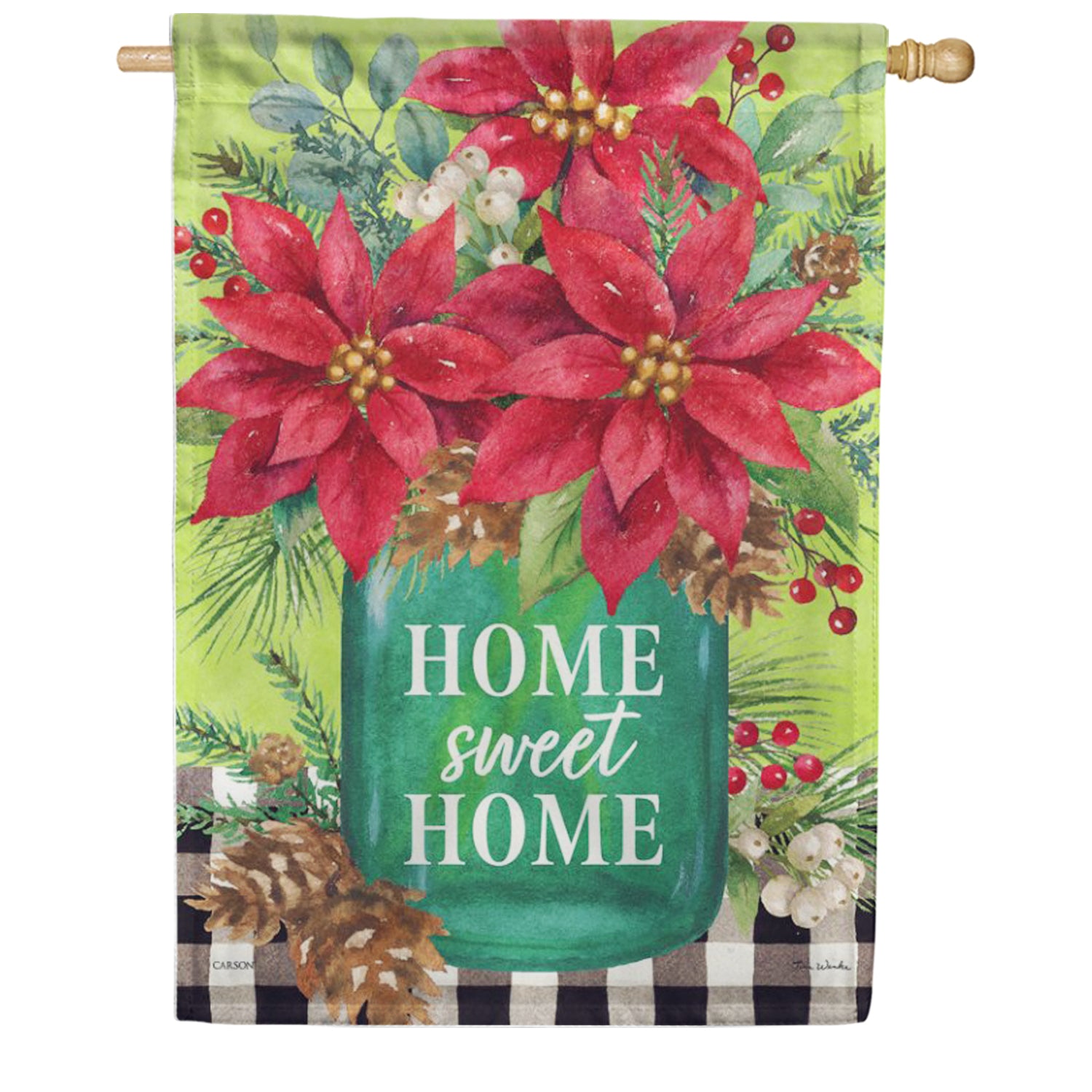 Poinsettia Vase House Flag