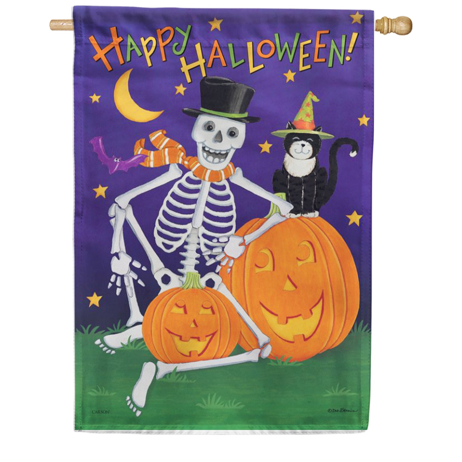 Happy Skeleton House Flag