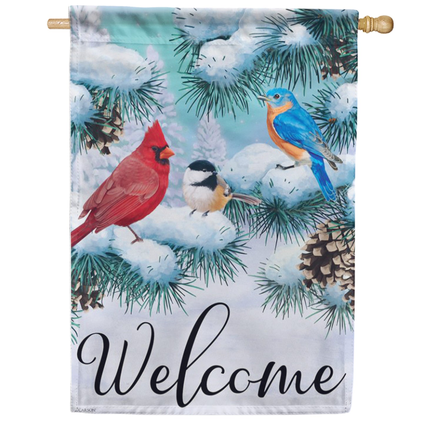 Christmas Songbirds Welcome House Flag