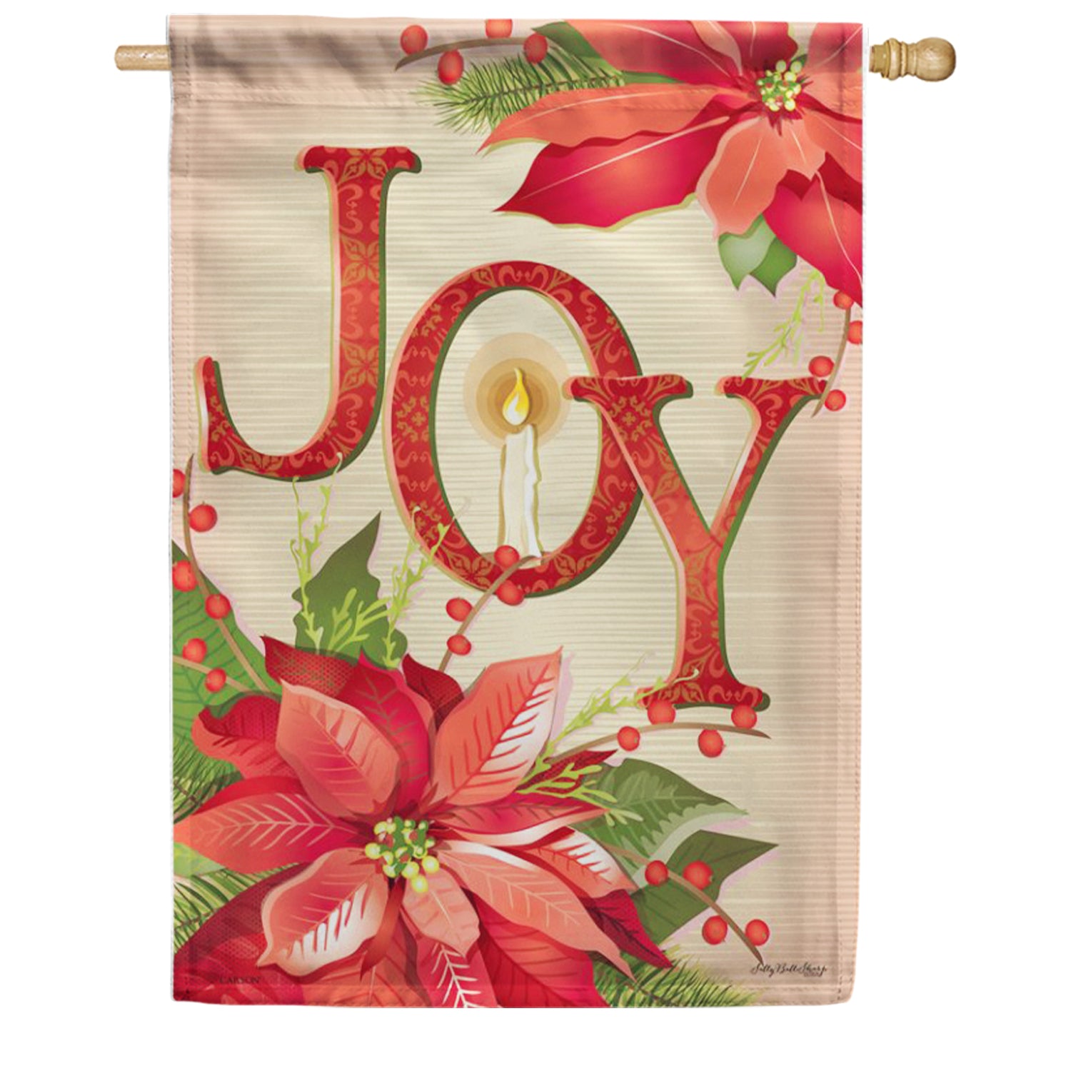 Vintage Joy Poinsettia House Flag