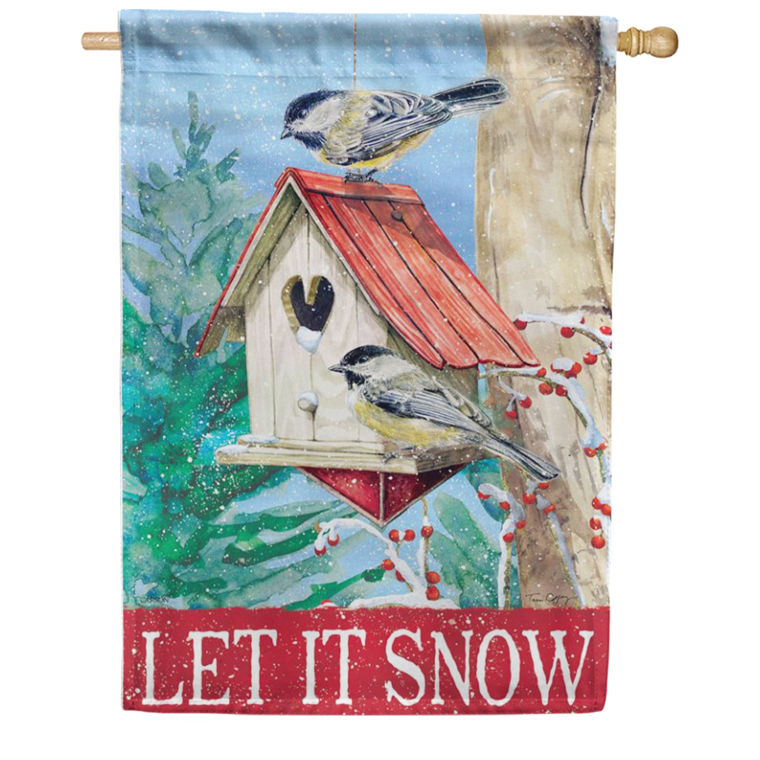 Red Roof Birdhouse House Flag