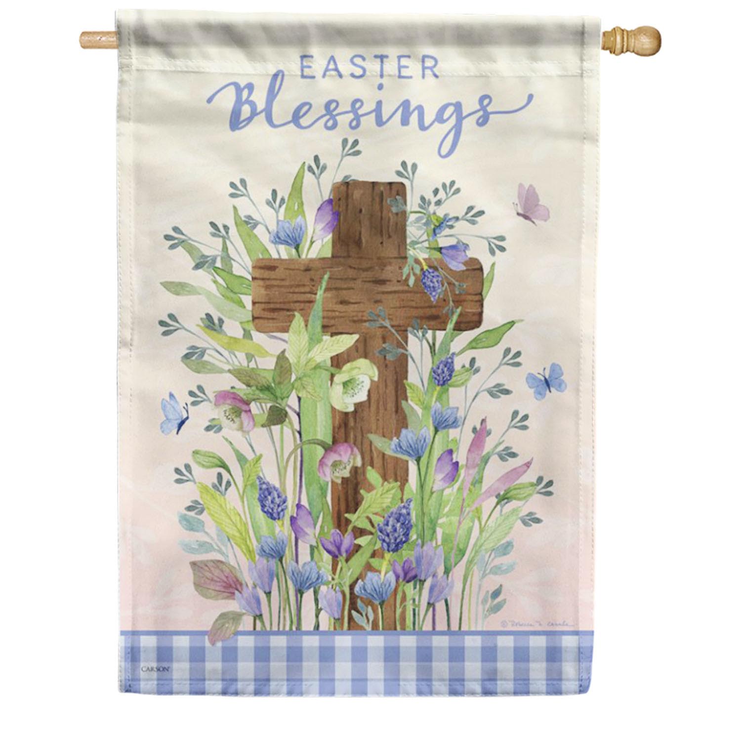 Easter Blessings Cross Double Sided House Flag