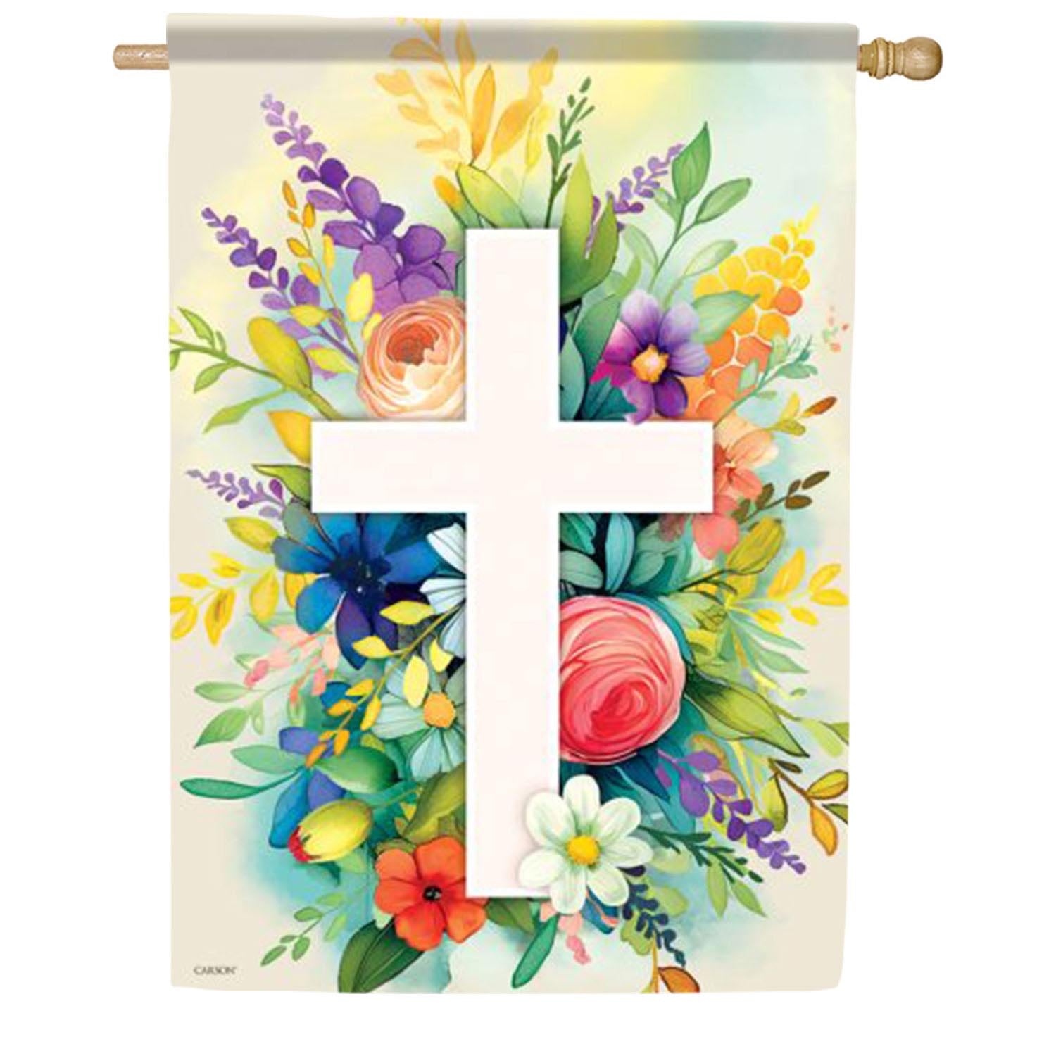 Floral Cross House Flag