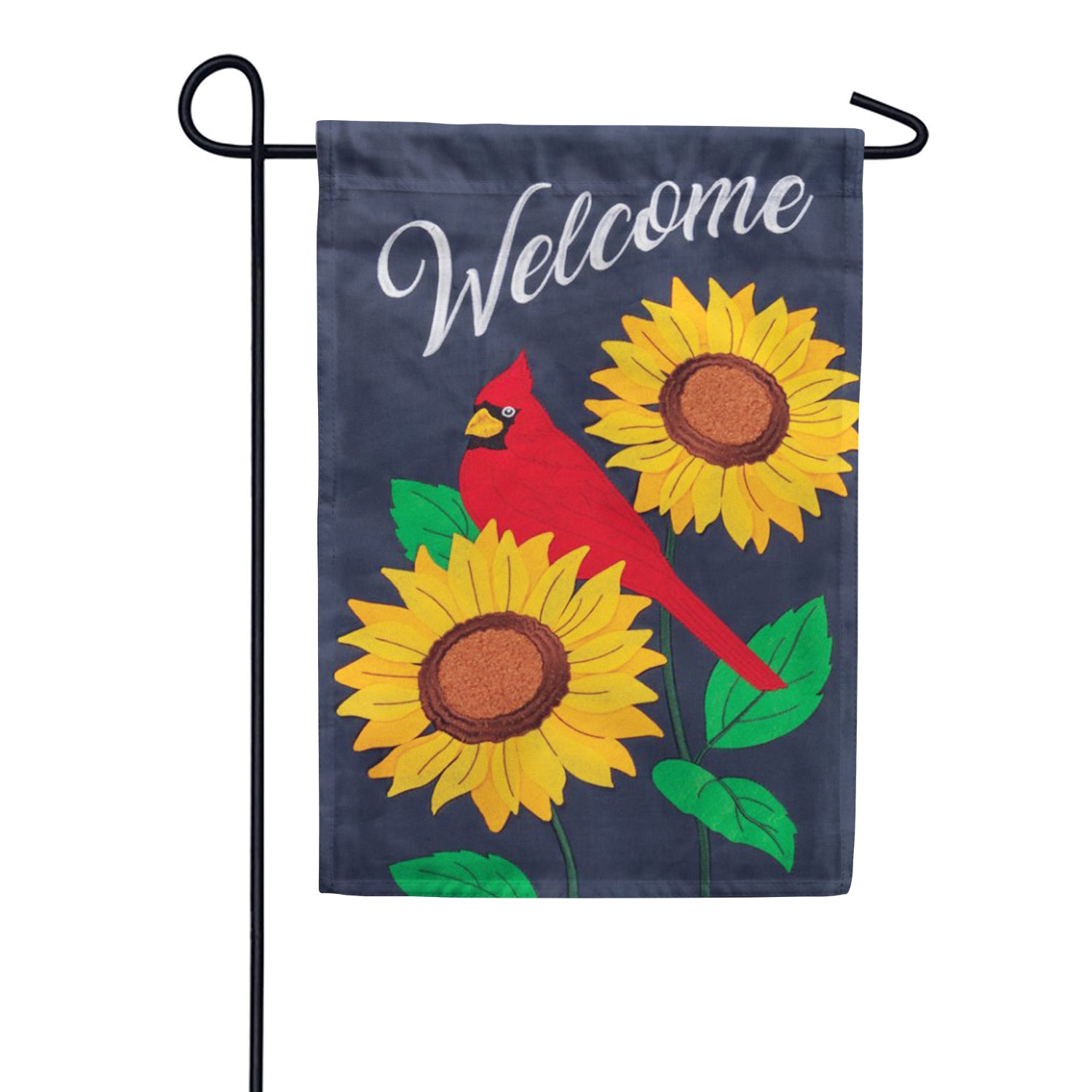 Cardinal Sunflowers Applique Garden Flag