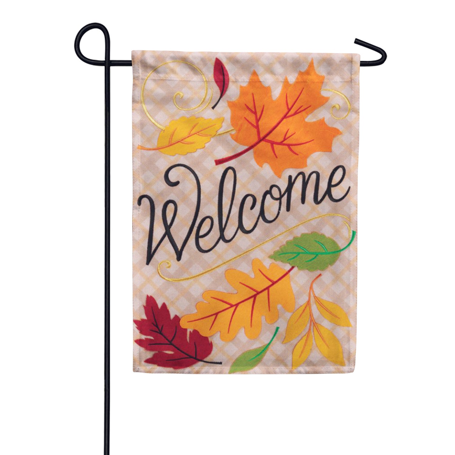 Welcome Leaves Applique Garden Flag