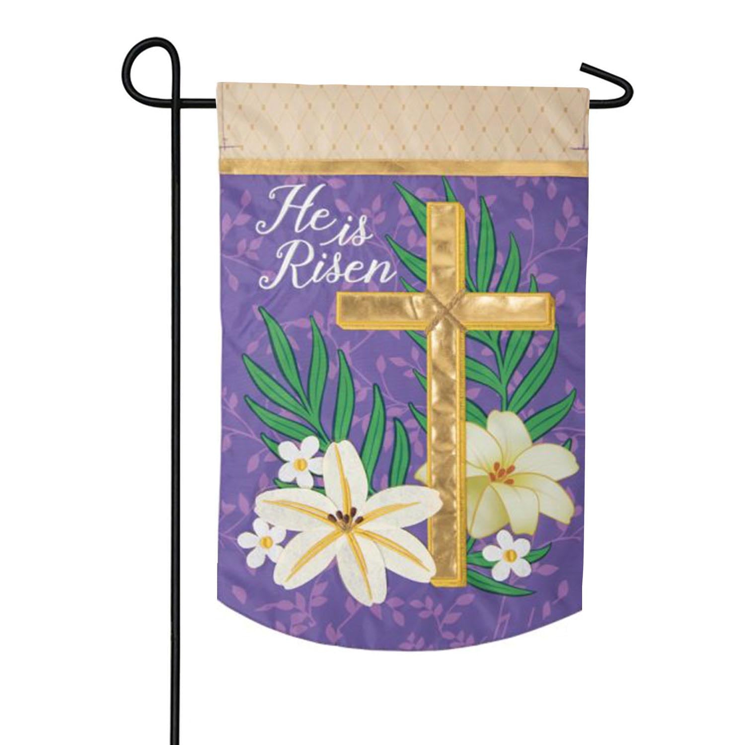 Carson Gold Easter Cross Applique Garden Flag