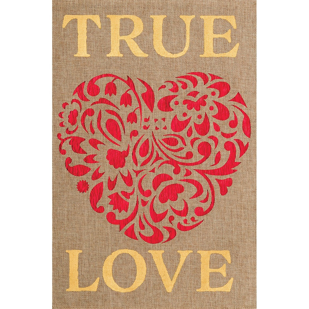 True Love Double Sided Burlap Garden Flag