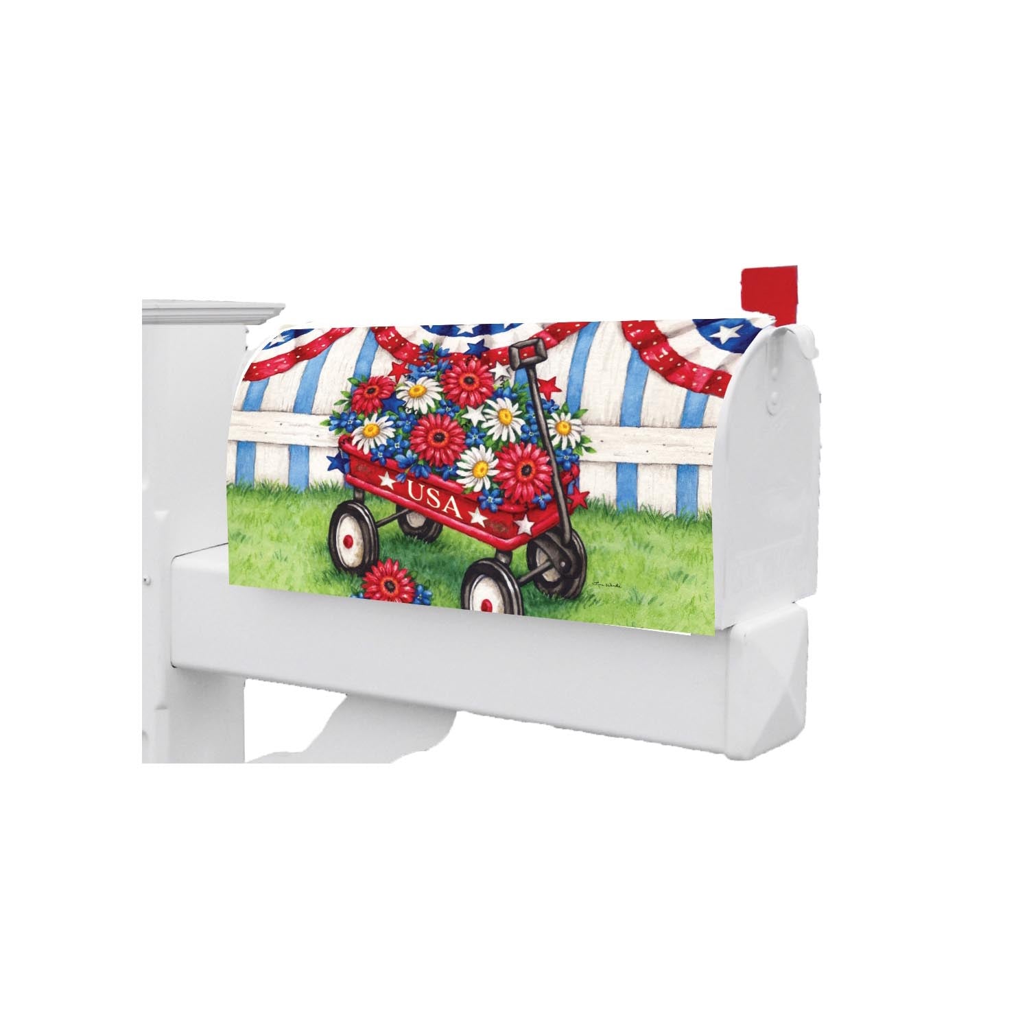 Patriotic Wagon Large Mailbox Makeover