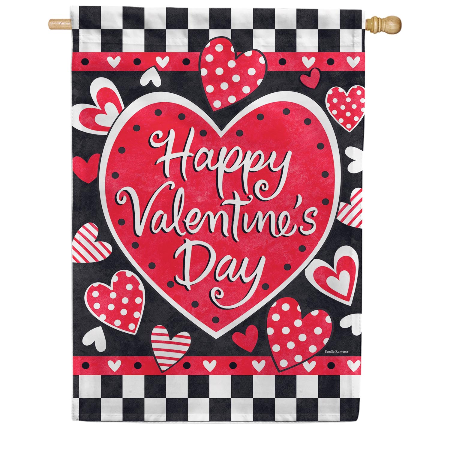 Valentine's Check Double Sided House Flag