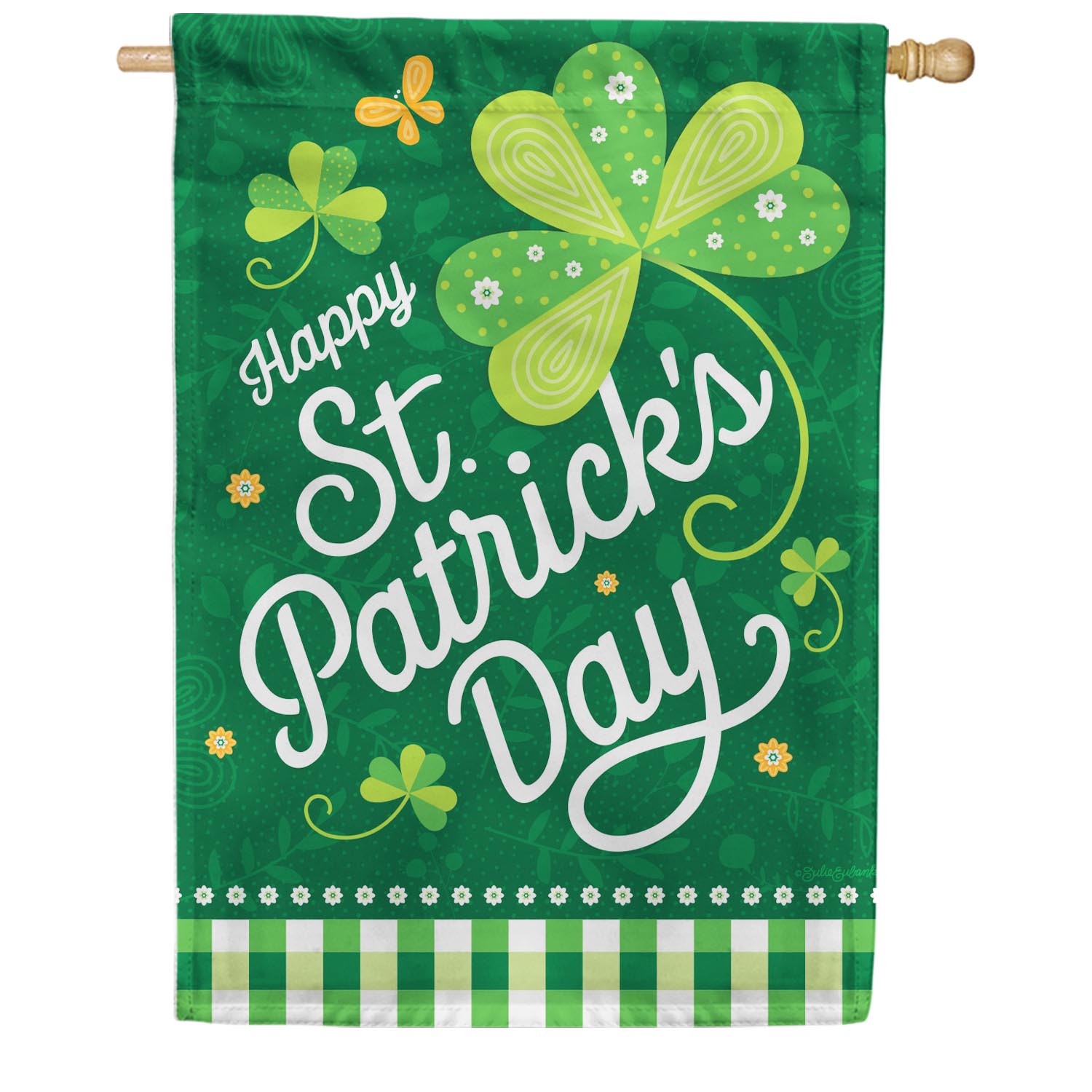 St. Pat's Check Double Sided House Flag