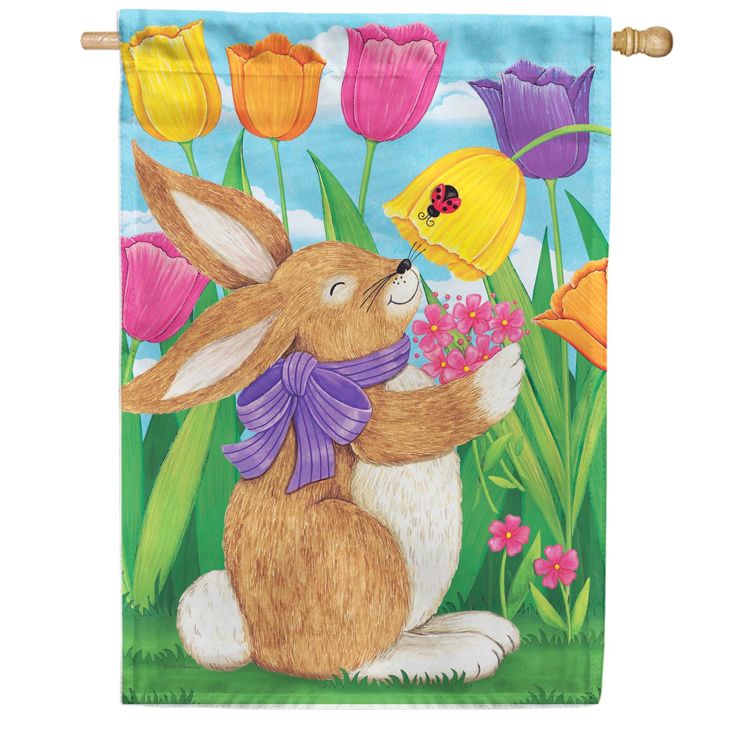 Tulip Bunnies Double Sided House Flag