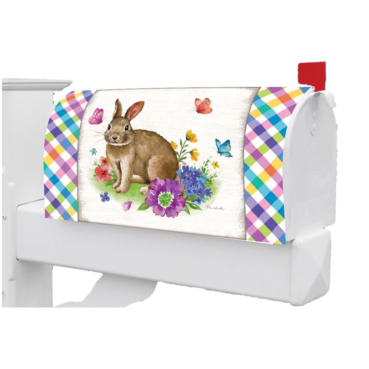 Bunny Plaid Mailbox Makeover