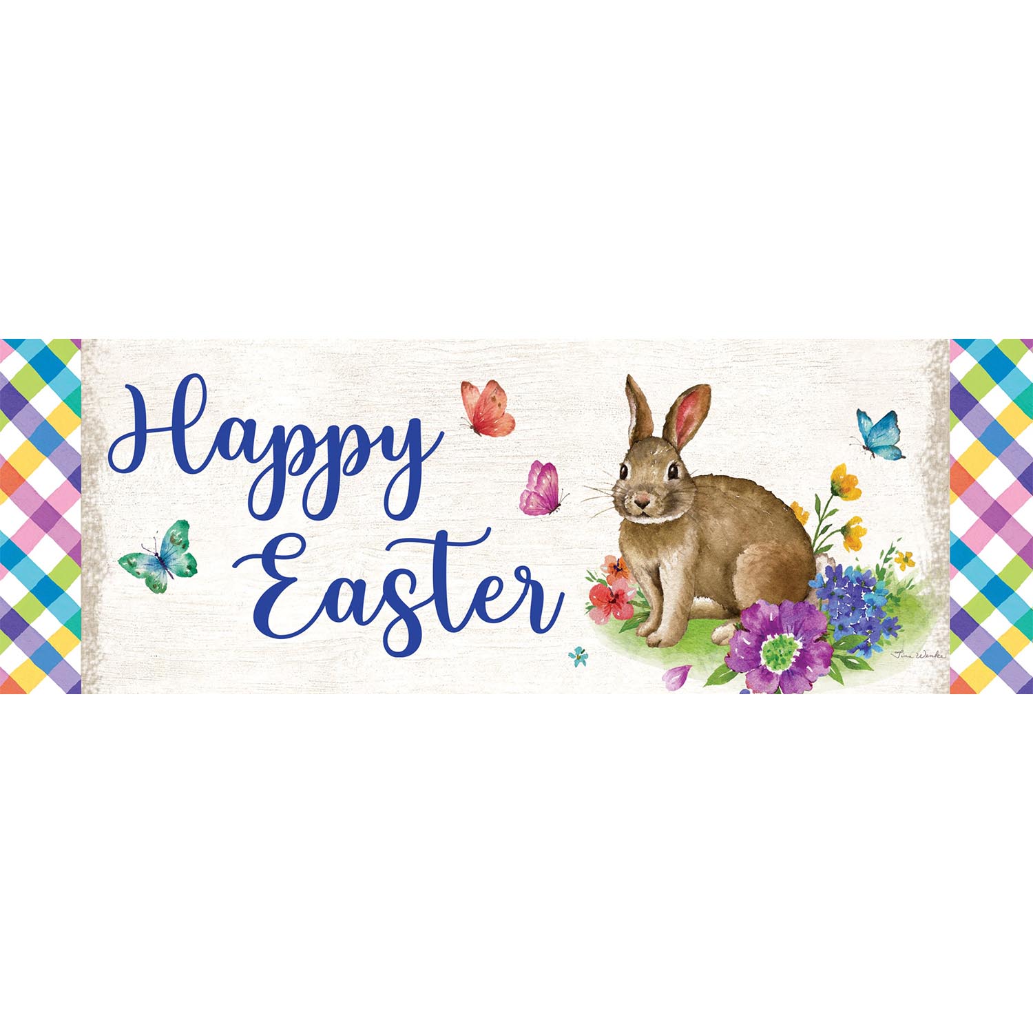 Bunny Plaid Signature Sign