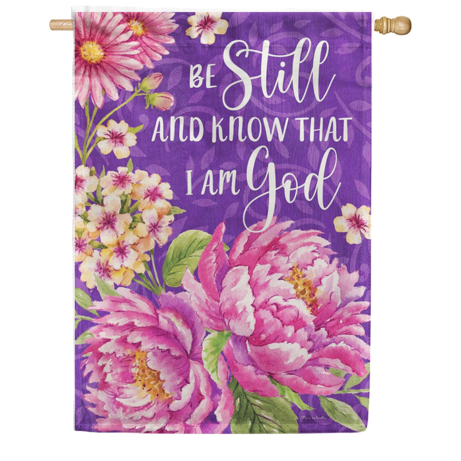 Be Still Floral Double Sided House Flag