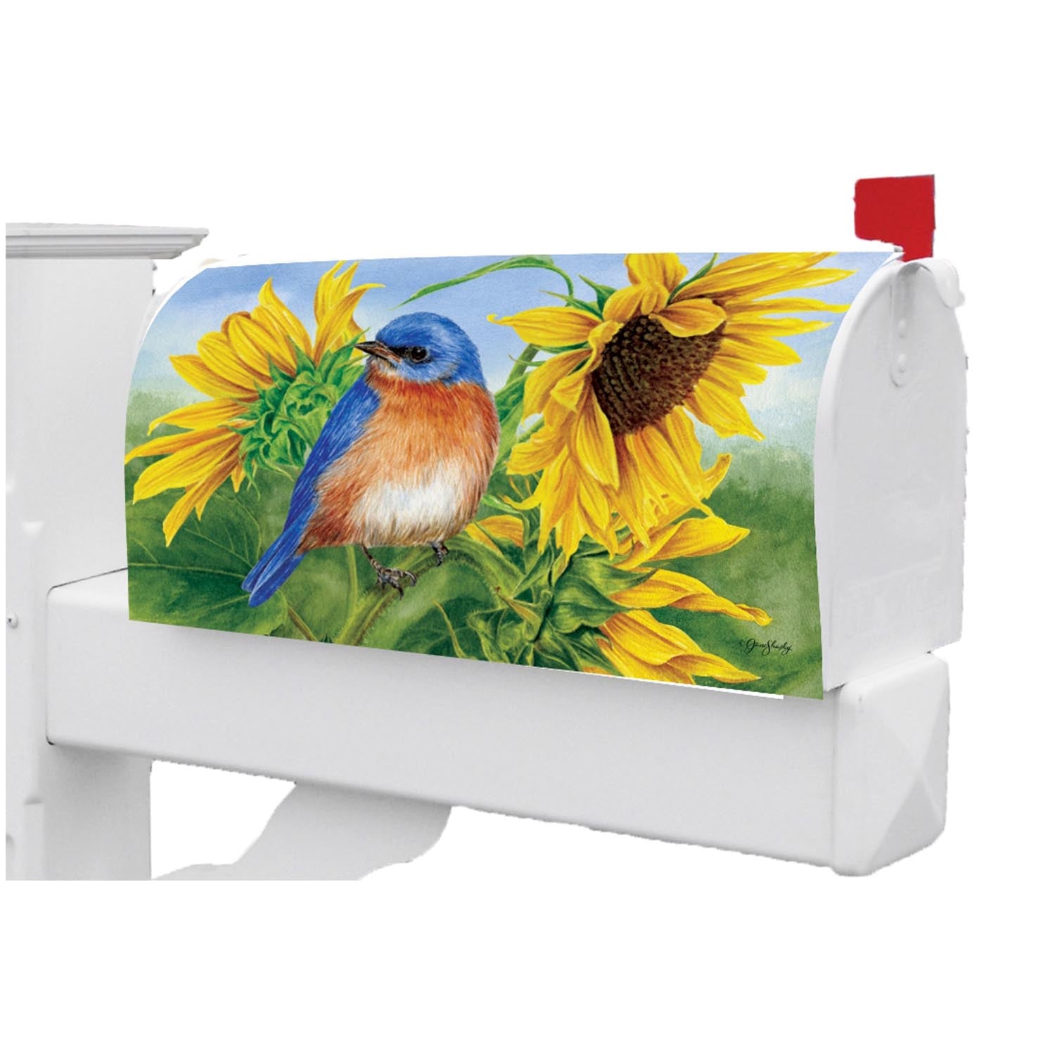 Bluebird Sunflowers Mailbox Makeover