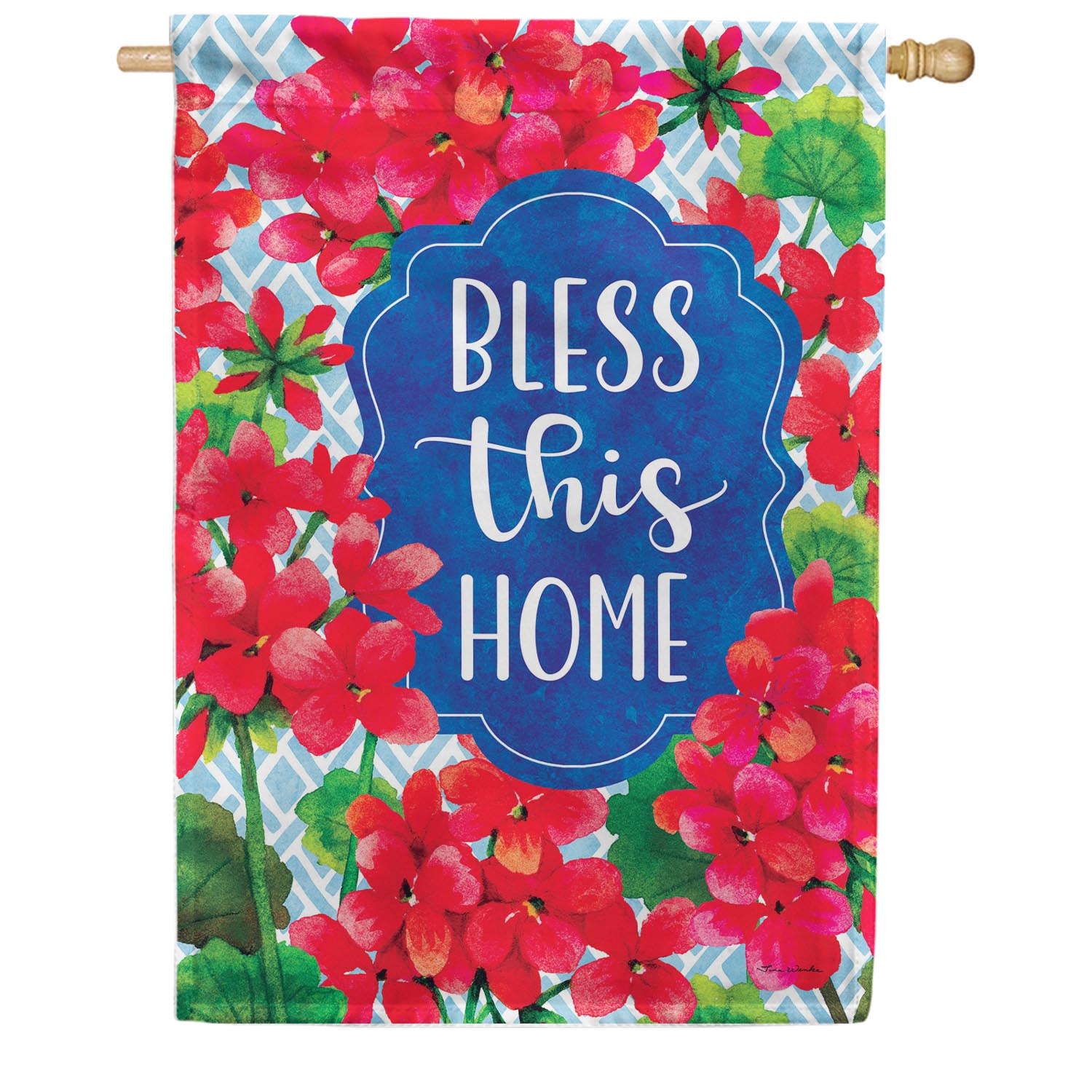 Blessed Geranium Double Sided House Flag