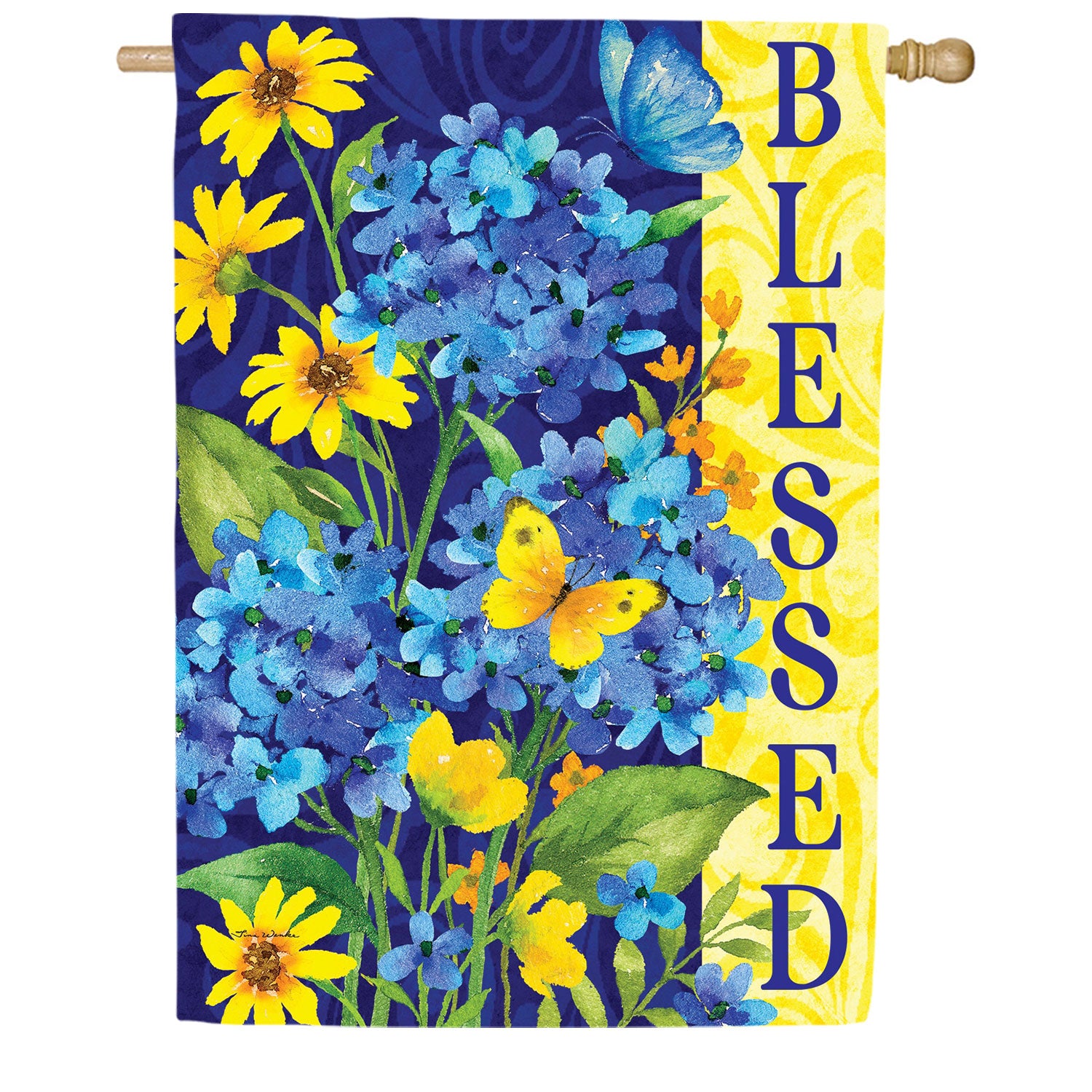 Bless Hydrangeas Double Sided House Flag