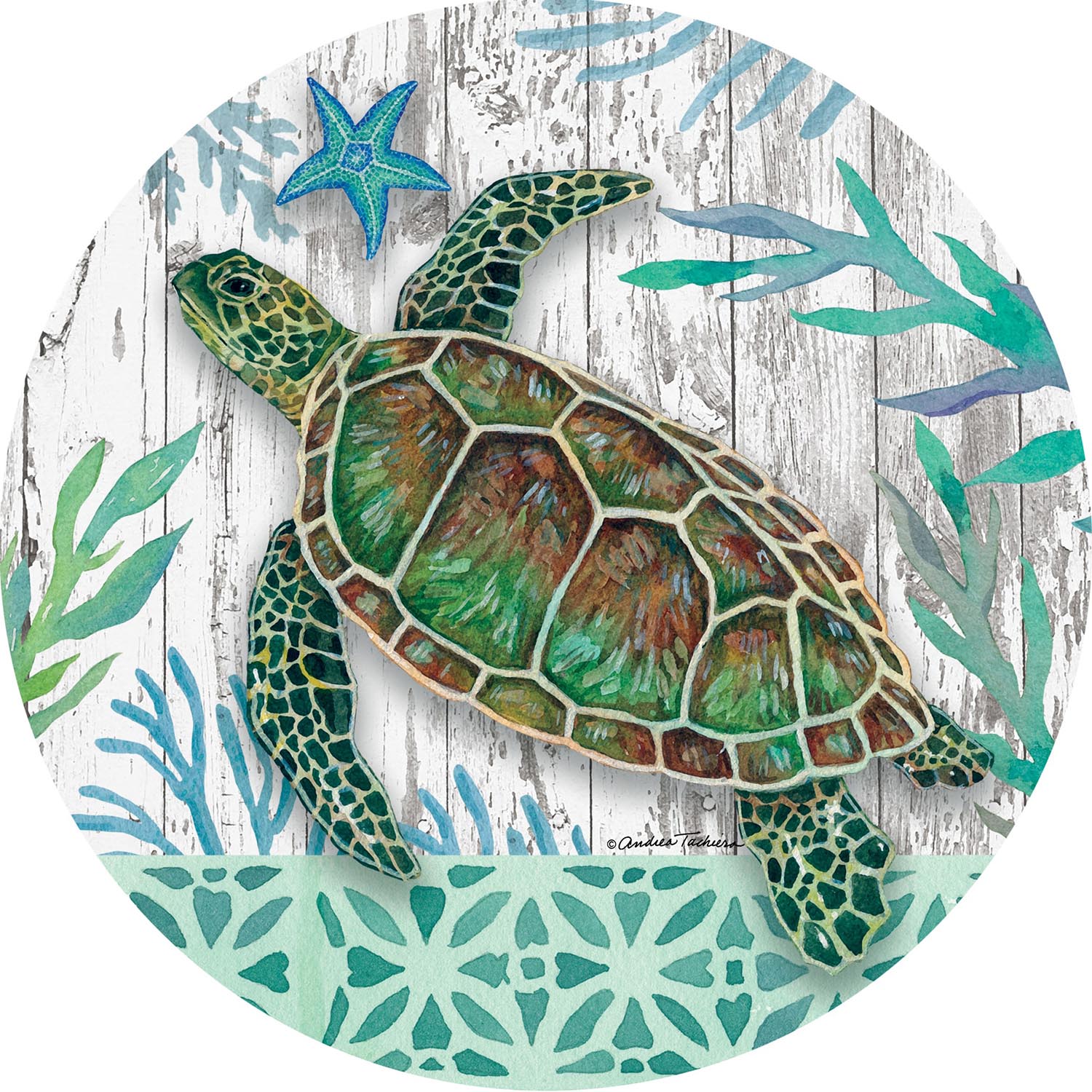 Sea Green Turtle Accent Magnet