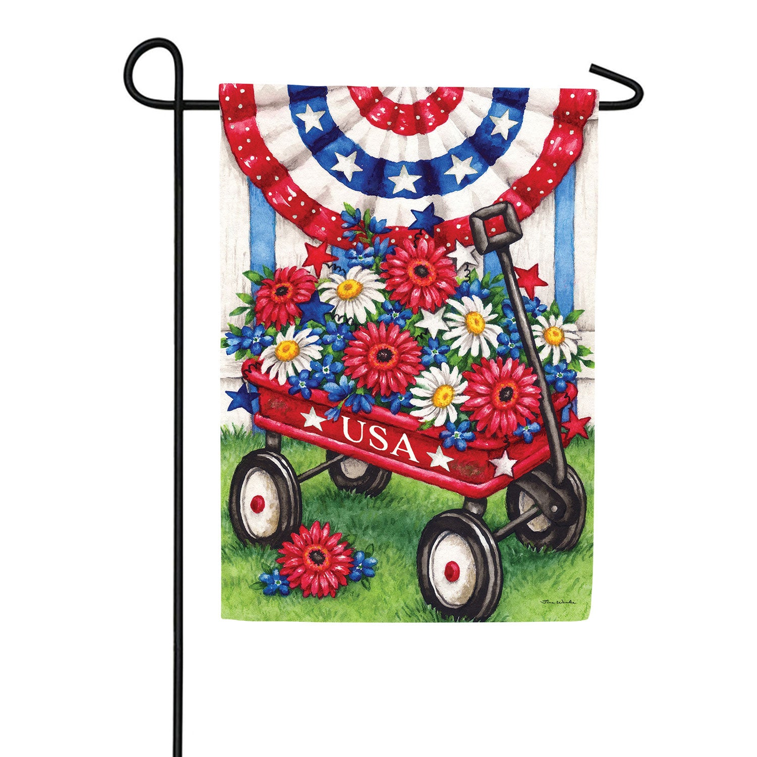 Patriotic Wagon Double Sided Garden Flag