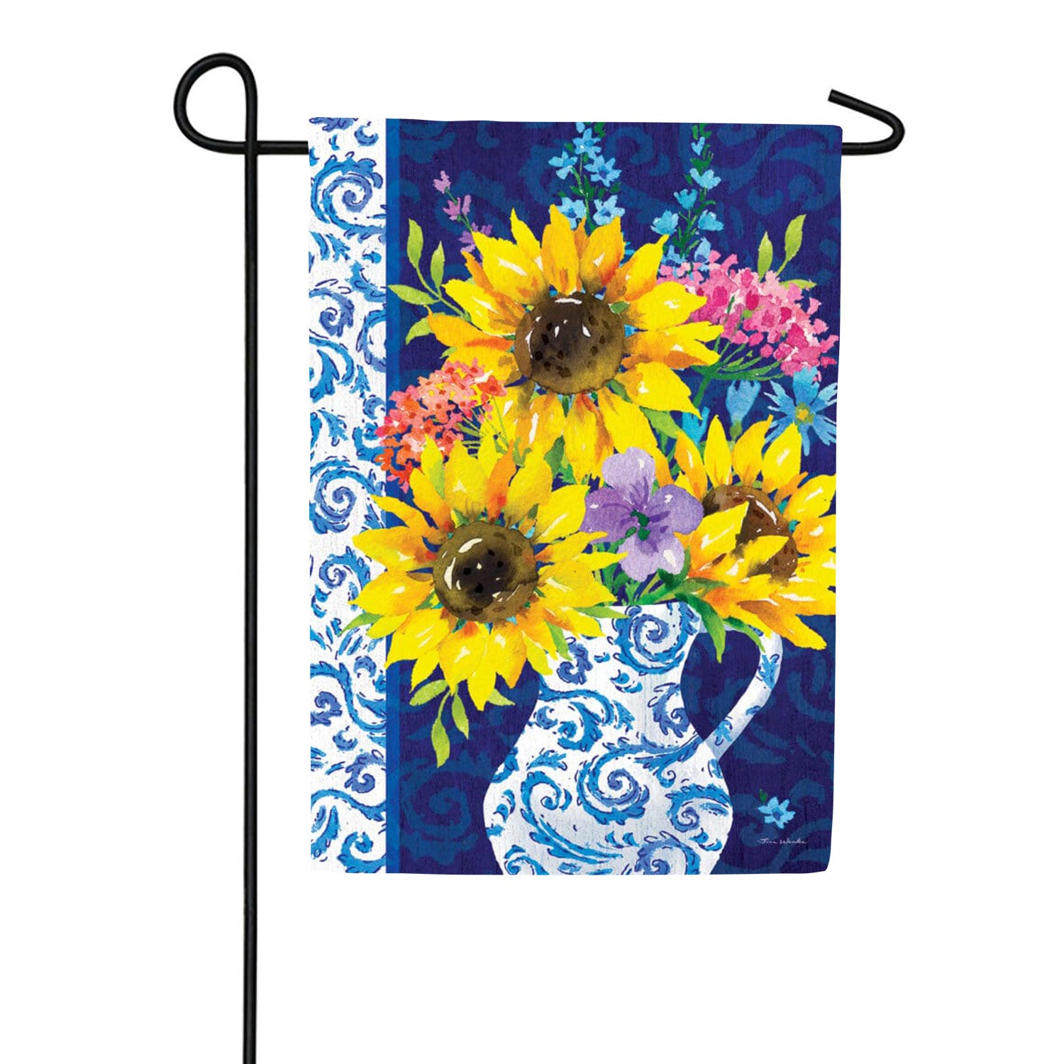 Sunflower Chinoiserie Double Sided Garden Flag