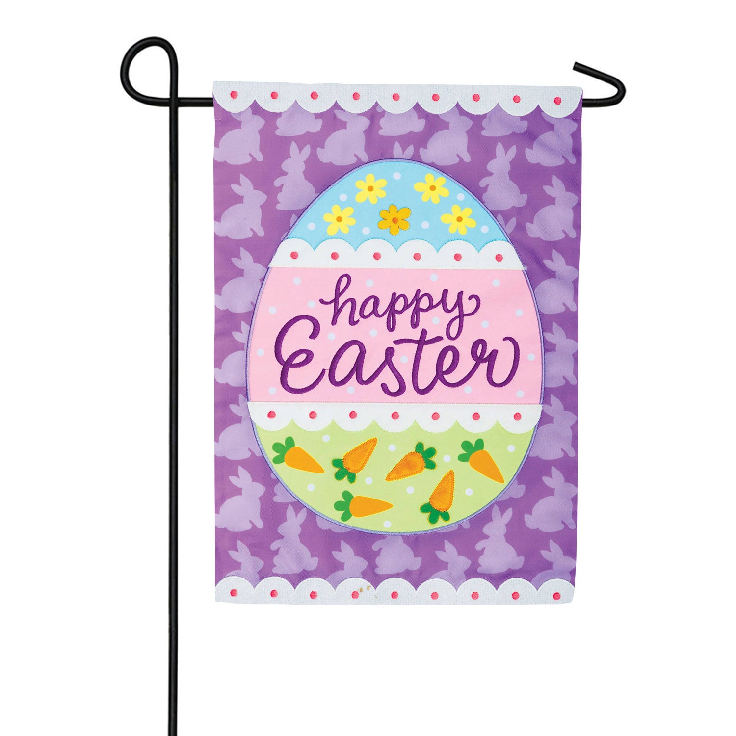 Patterned Easter Egg Applique Garden Flag