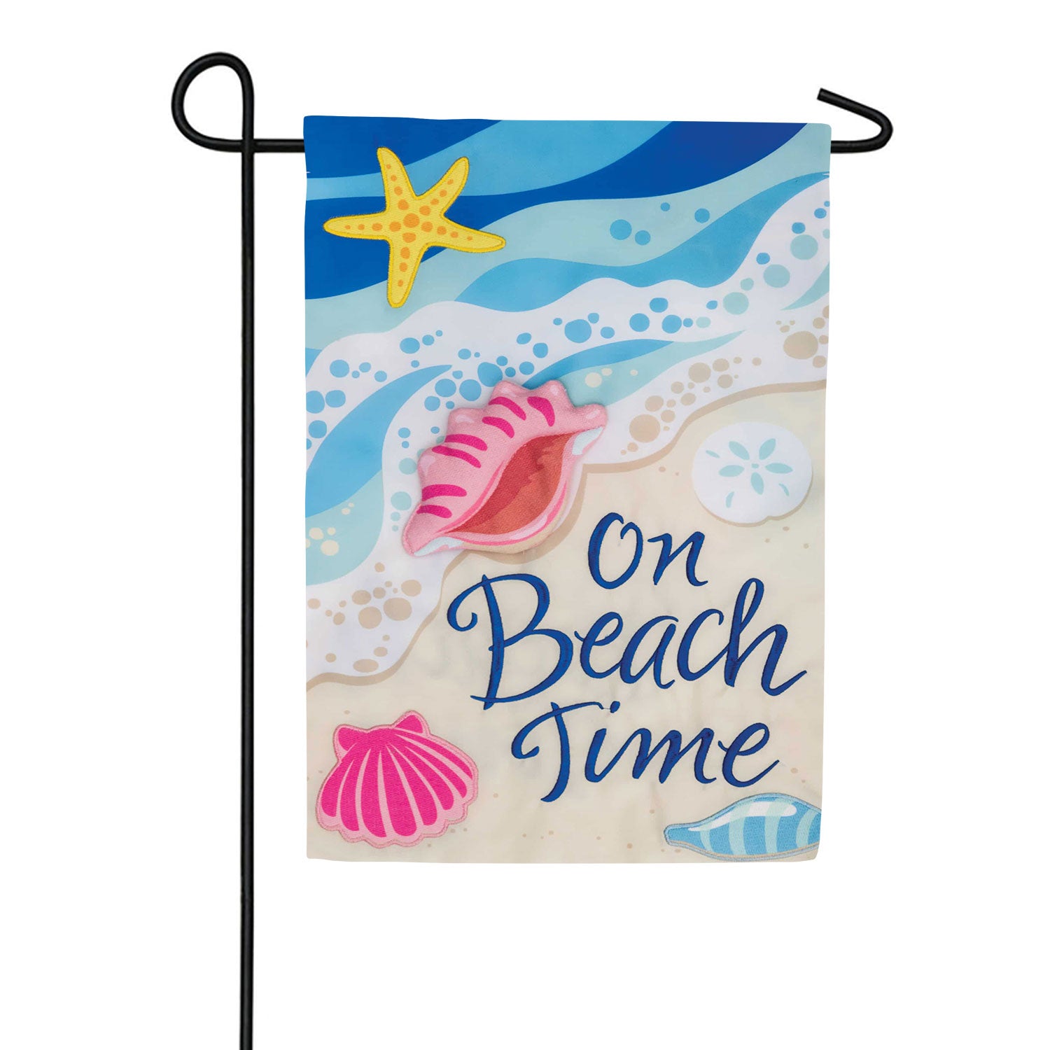 Beach Time Applique Garden Flag