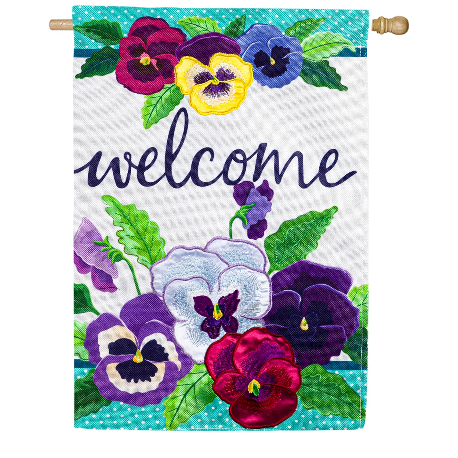 Pansy Garden Burlap House Flag