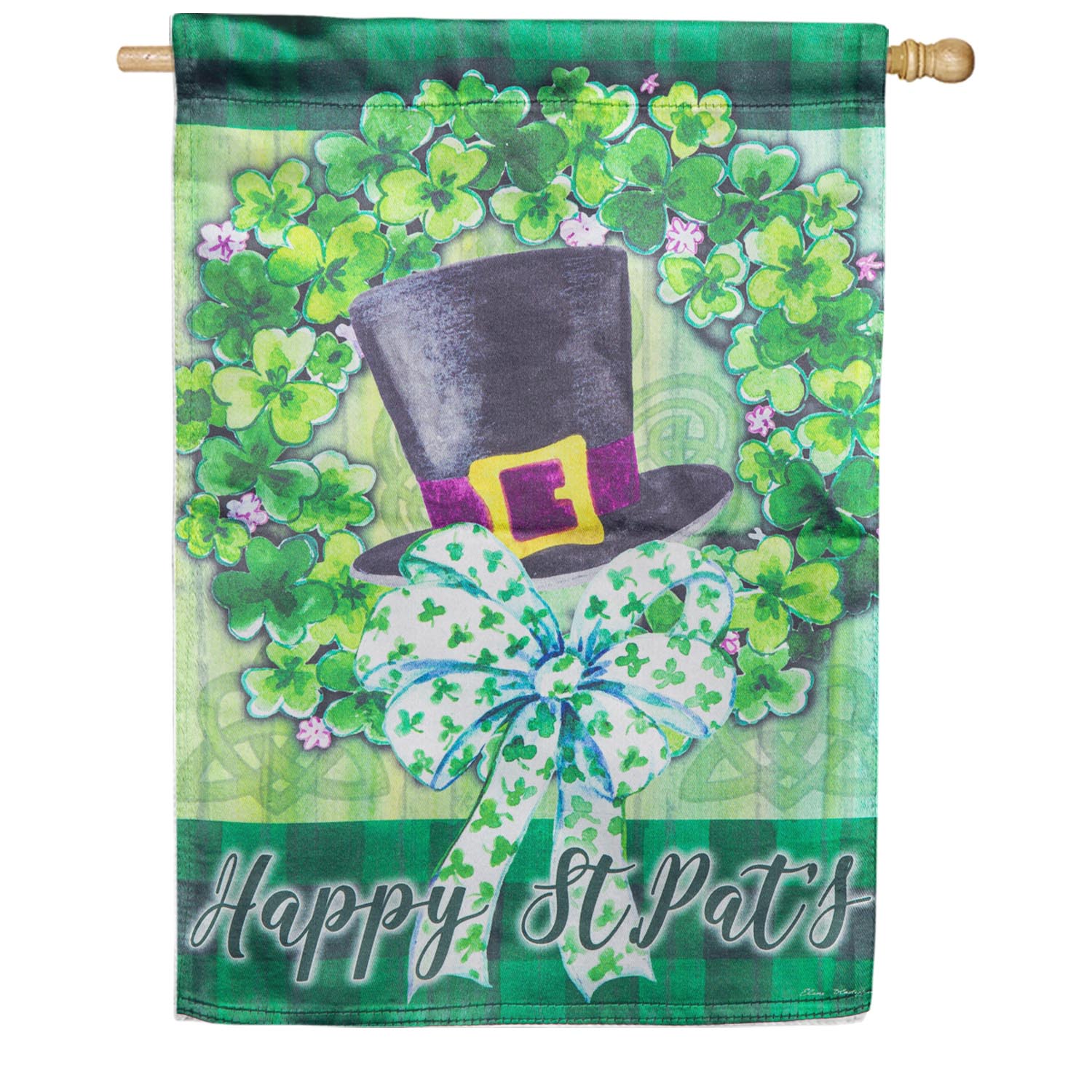 Saint Patrick's Lucky Hat Wreath Lustre House Flag