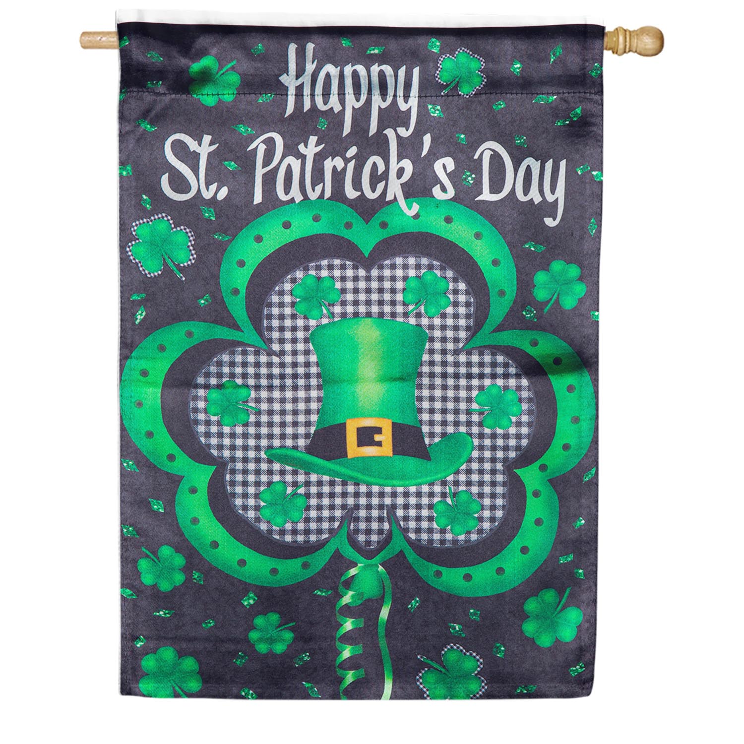 Welcome St. Pats Lustre House Flag