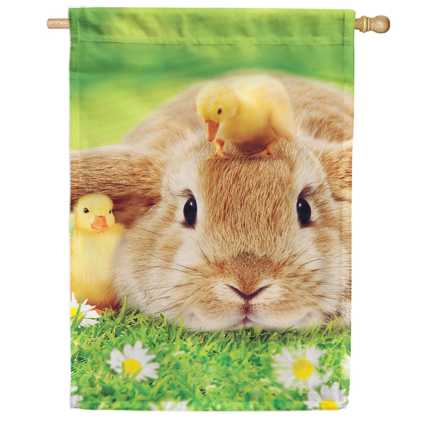 Bunny and Duckling Lustre House Flag