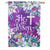 Spring Flowers Easter Cross Double Sided Suede House Flag