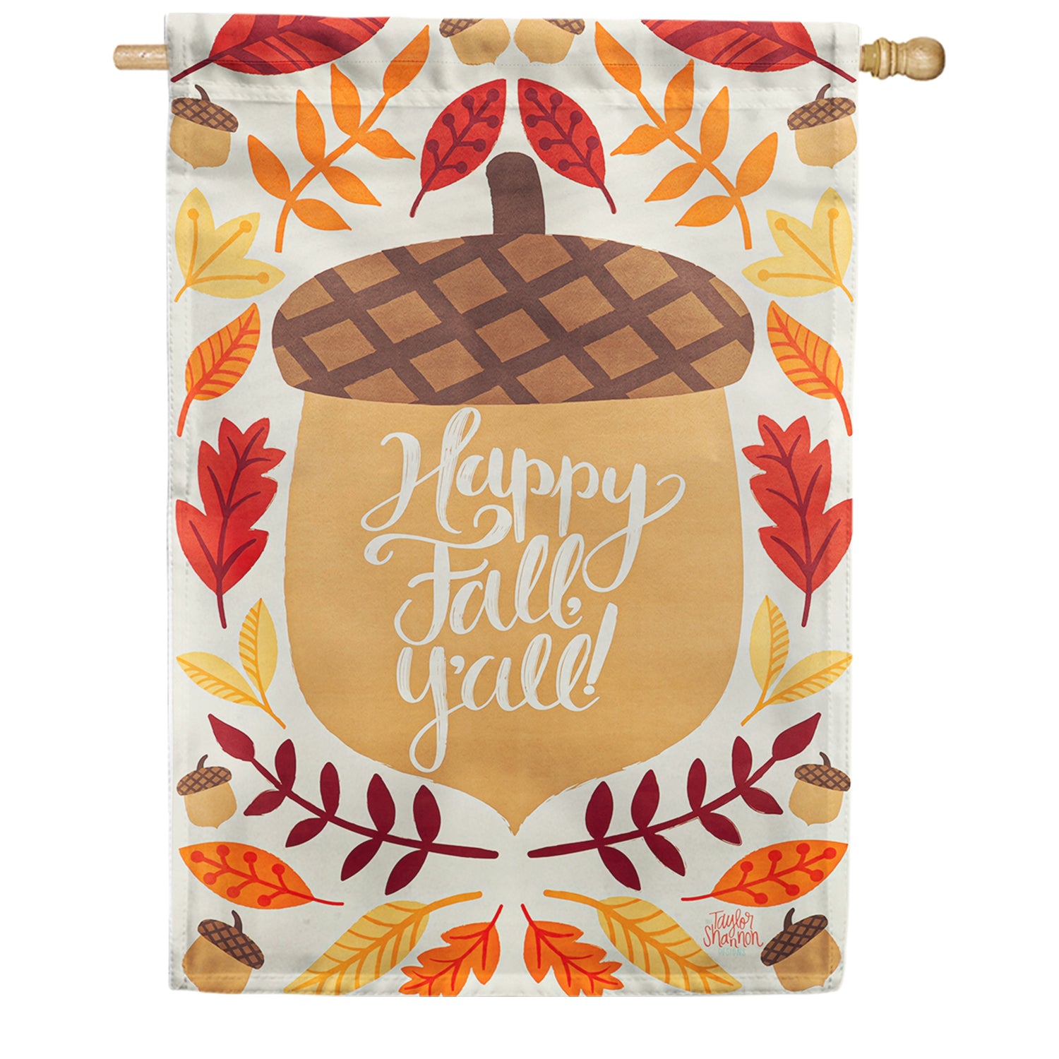 Happy Fall Acorn Double Sided Suede House Flag