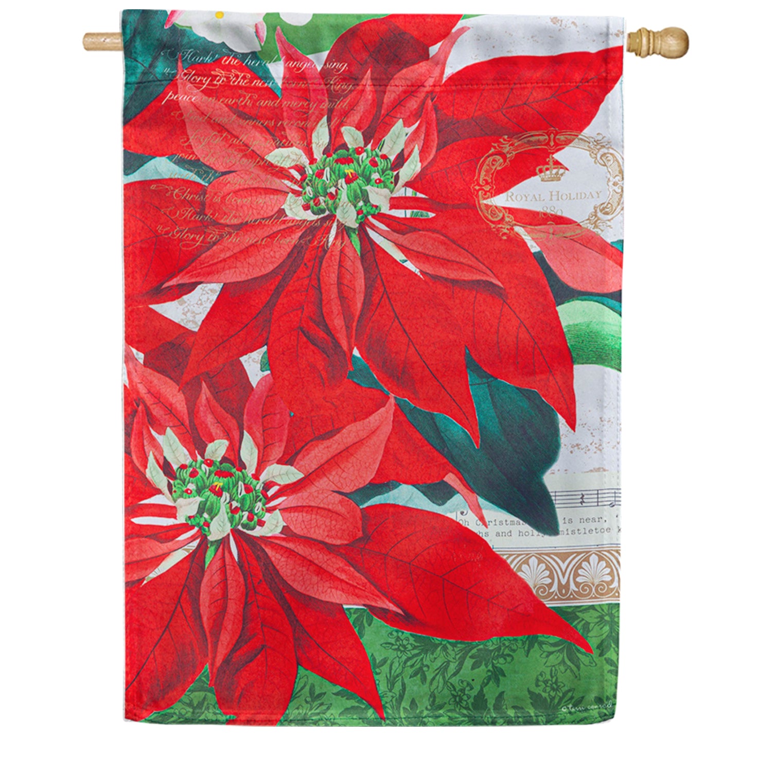 Elegant Poinsettia Double Sided House Flag