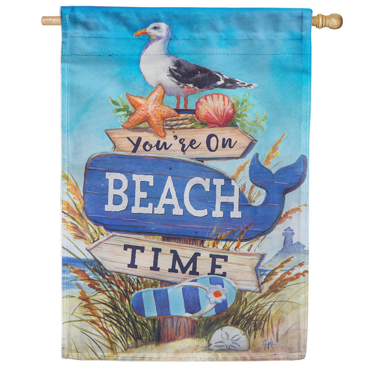 You're on Beach Time Double Sided Suede House Flag