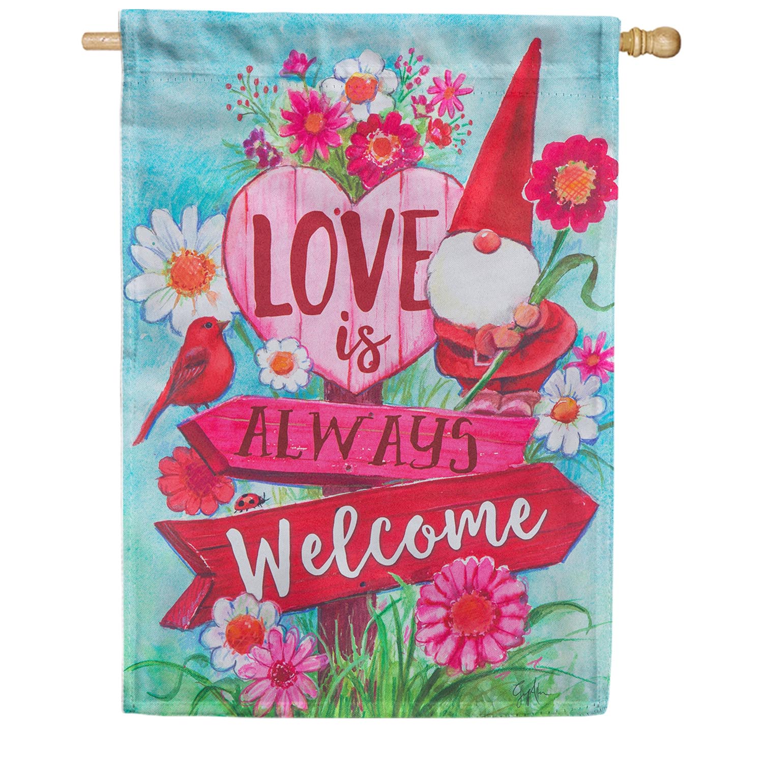 Love is Always Welcome Double Sided Suede House Flag