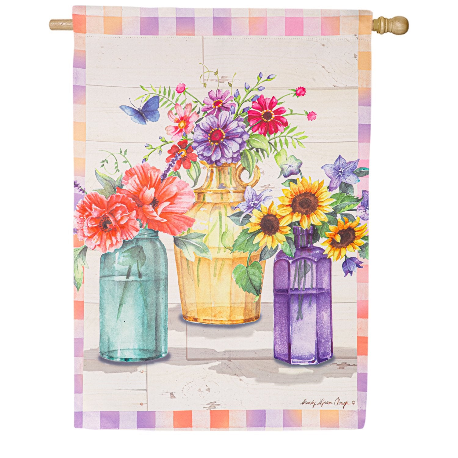 Patchwork Garden Double Sided House Flag