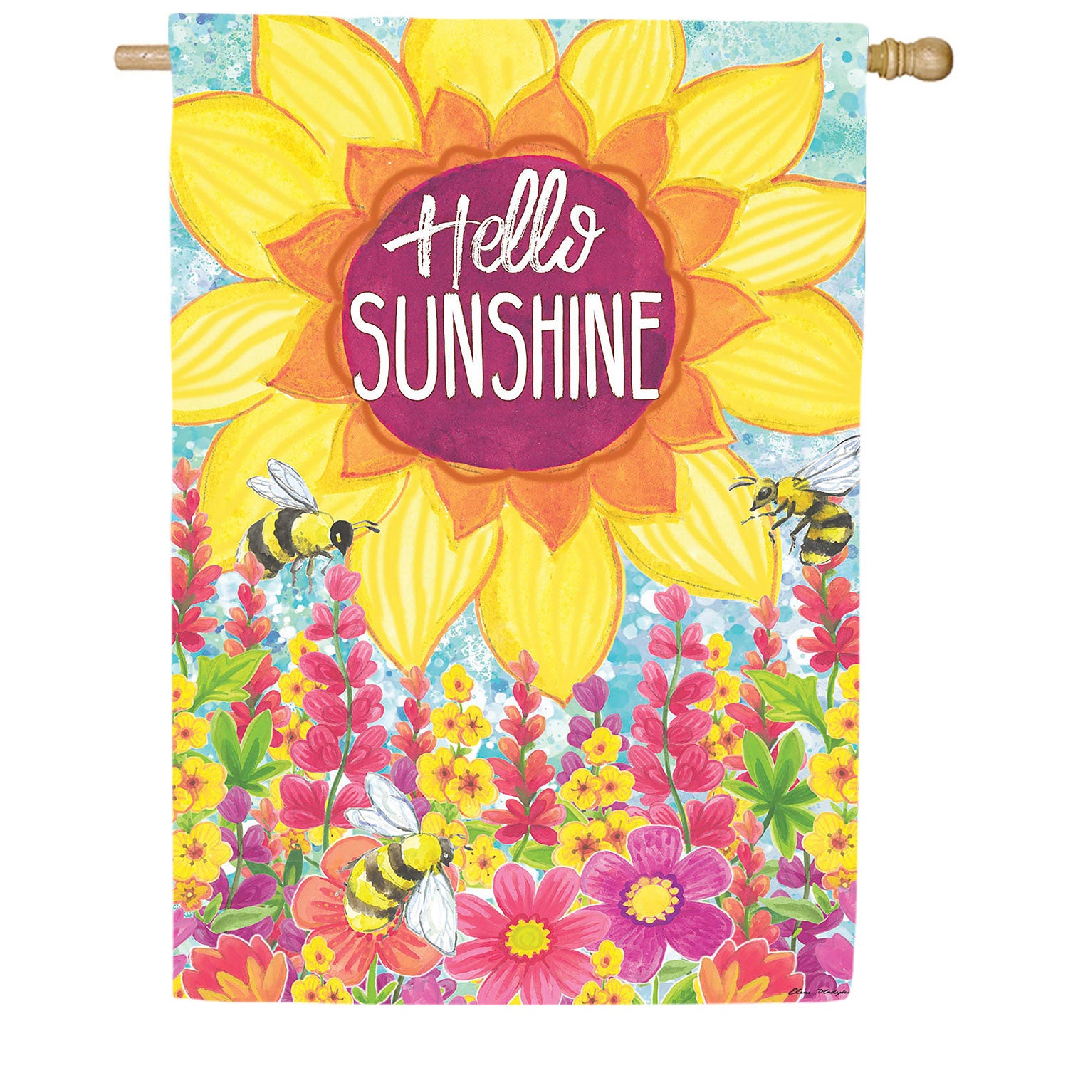 Hello Sunshine Double Sided Suede House Flag 28x40