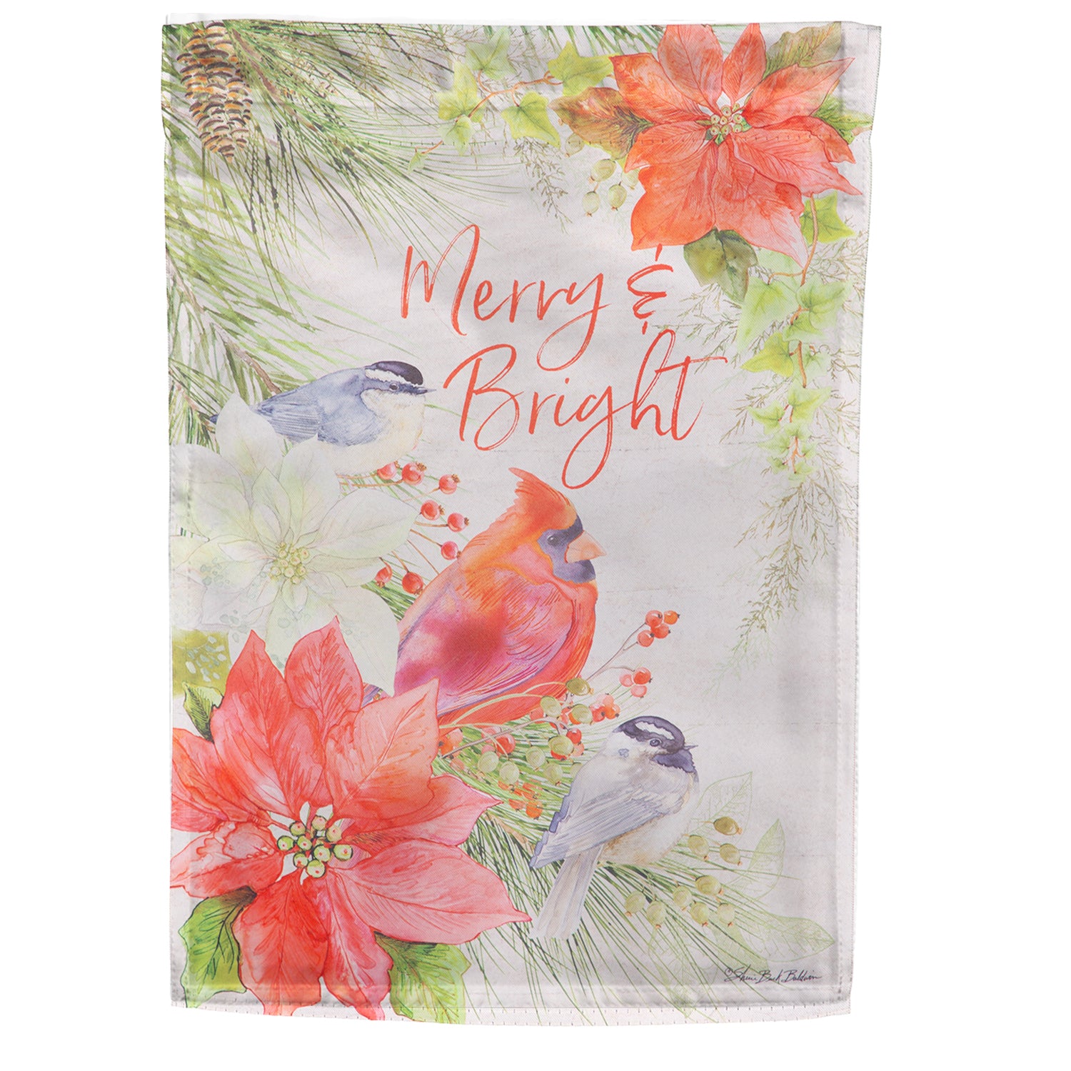 Merry and Bright Cardinal Double Sided House Flag