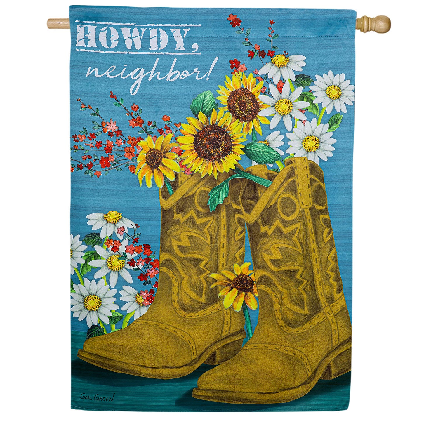 Western Boots Double Sided Suede House Flag 28x40