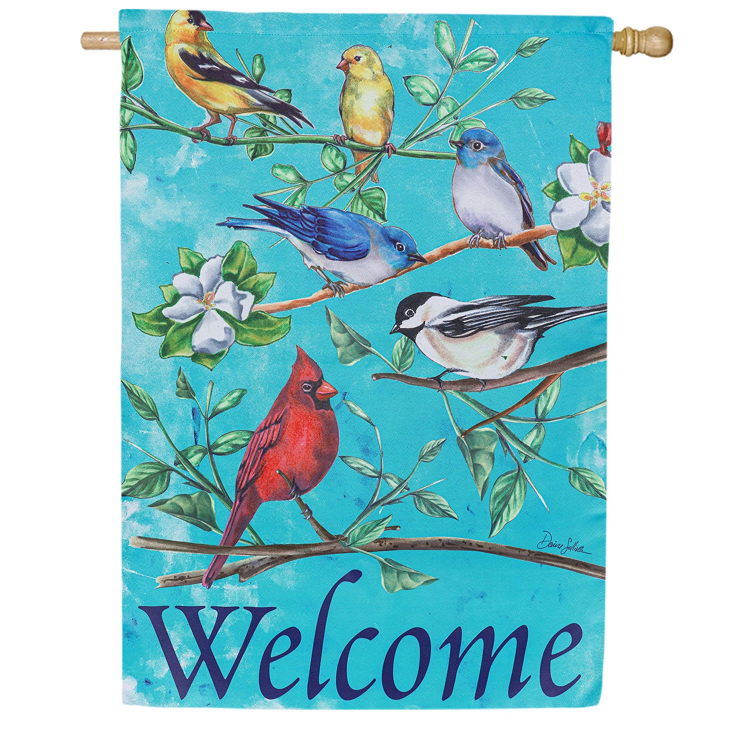 Multi Birds Double Sided Suede House Flag 28x40