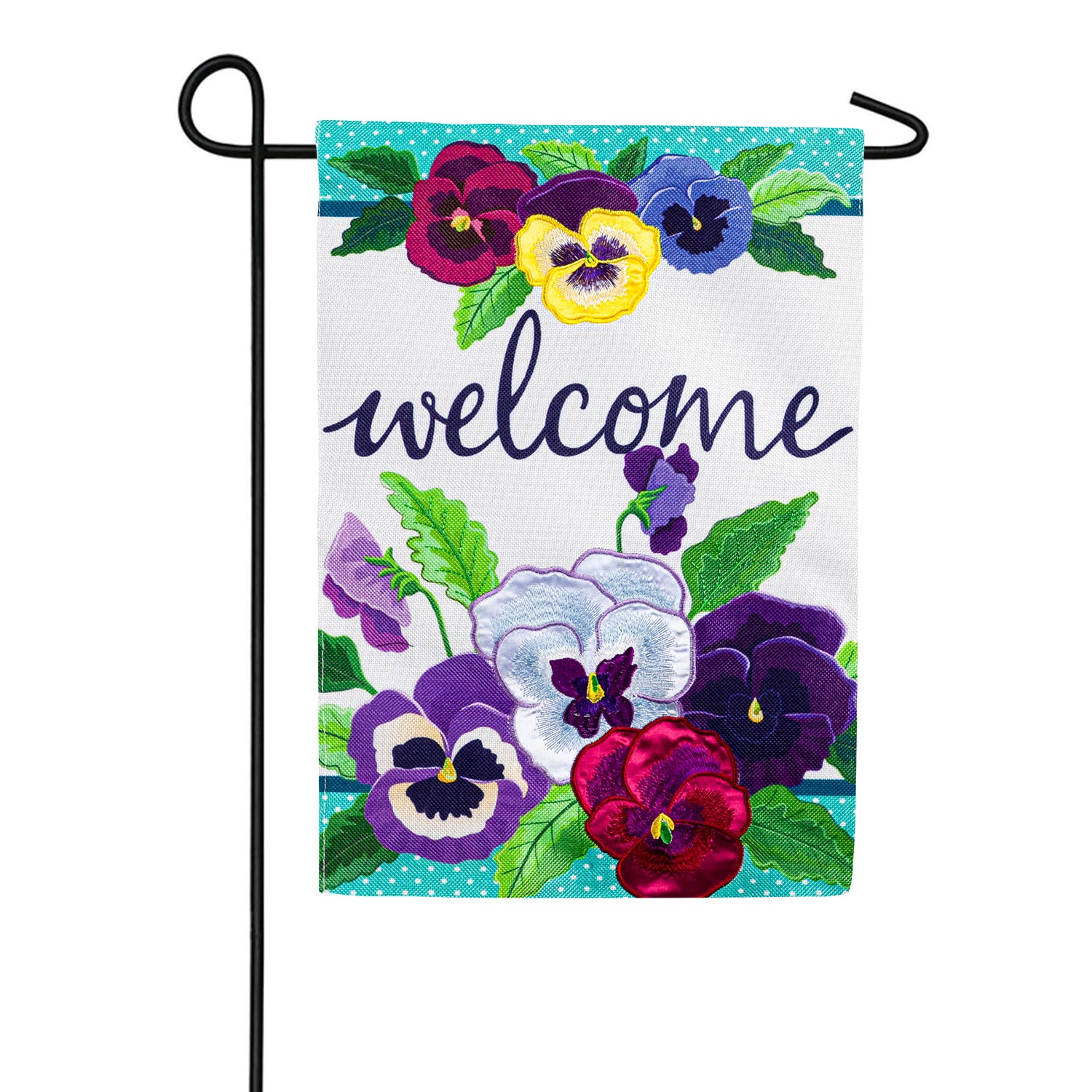 Pansy Garden Burlap Garden Flag