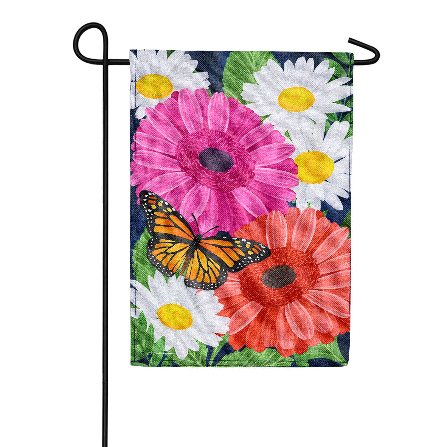 Gerbera Daisy Double Sided Burlap Garden Flag